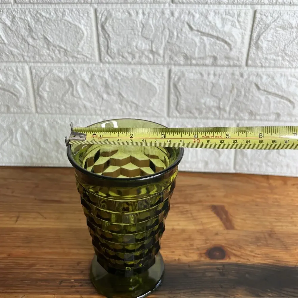 Whitehall Avocado Green Tumblers•MCM Cubist Glasses by Colony •Set of 3 •Vintage - Picture 10 of 10